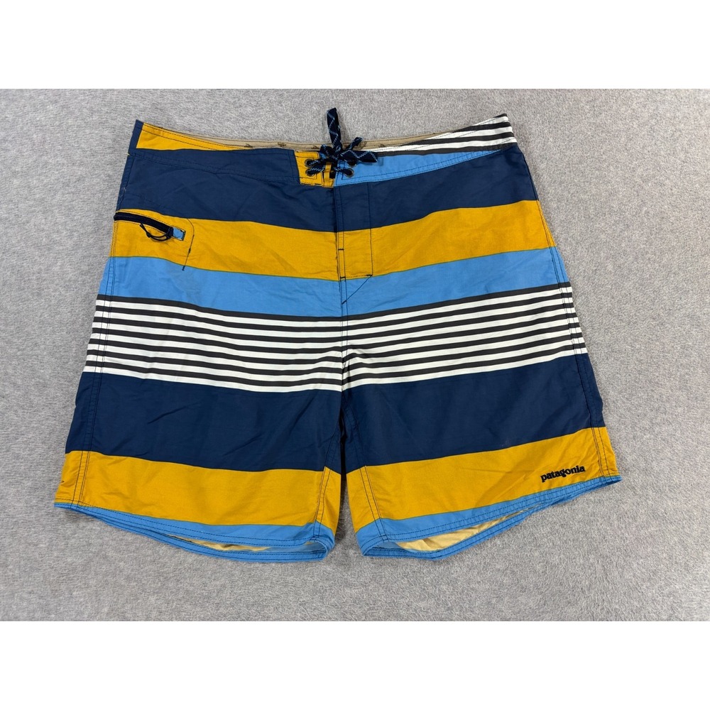 Patagonia Wavefarer Striped Swim SUP Board Shorts (Men's 38) Blue‎ - 8"